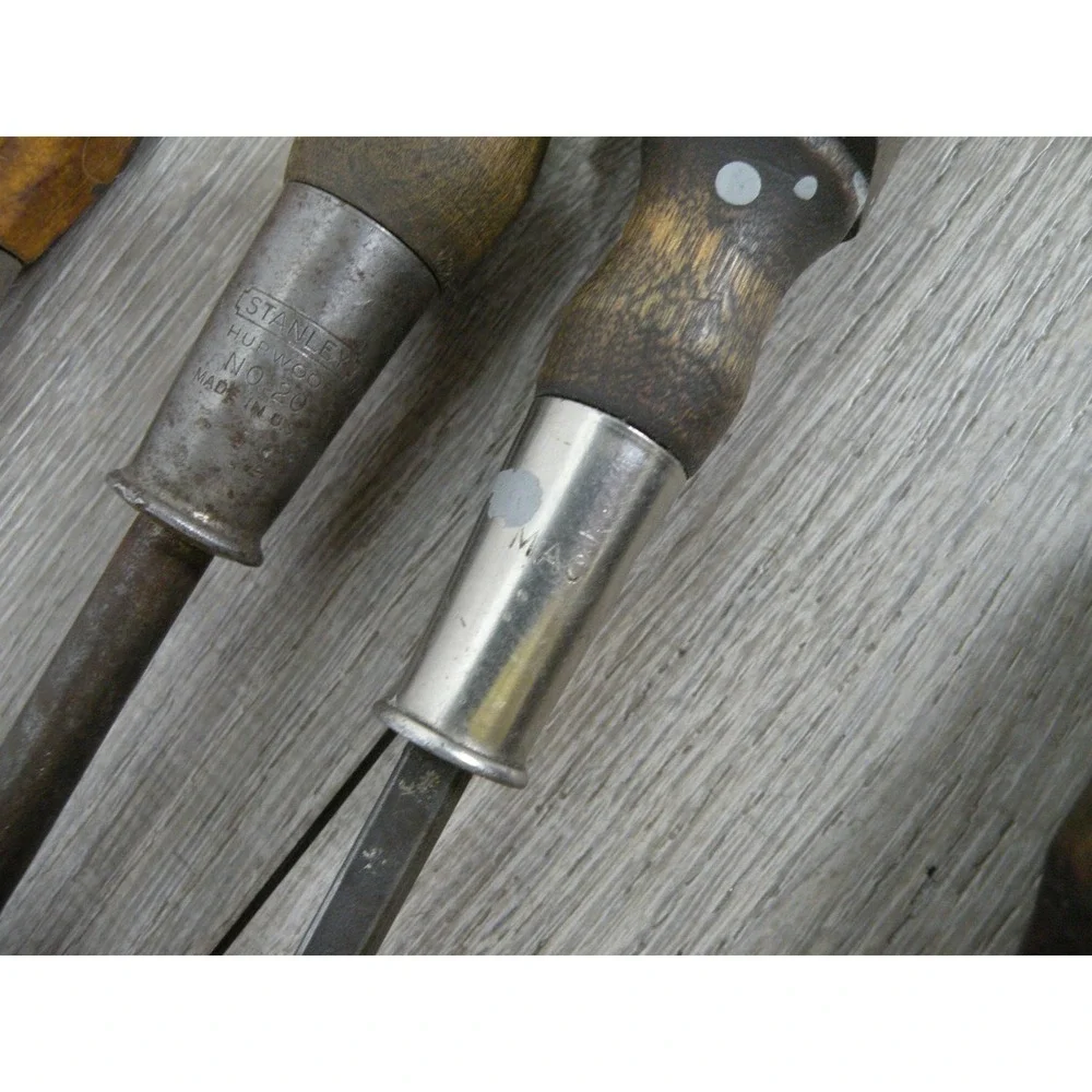 Vintage Stanley Wood Handle Screwdriver Lot Set Carpentry Woodworking Tools USA